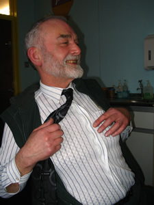 Peter Smeaton showing his zipped shirt