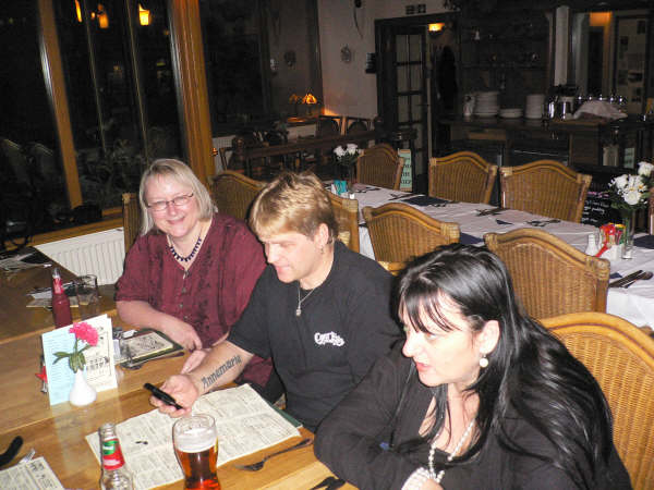 Penny, Richard and Anne-Marie - trying to choose from the extensive menu